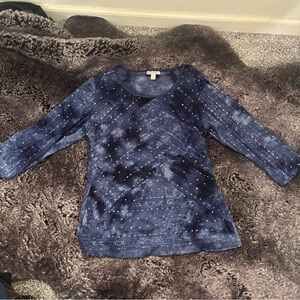 Blue long sleeve sequin top